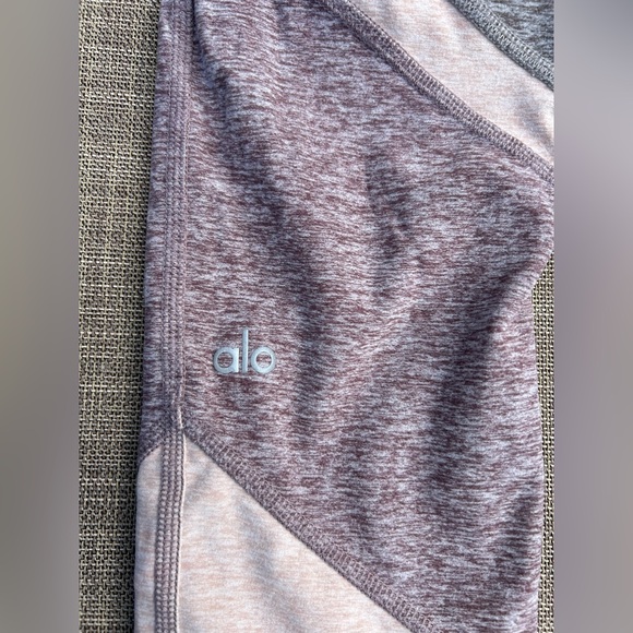 ALO YOGA Sheila Alosoft high waist colorblock leggings Smoky Quartz Gray XS - Picture 6 of 14